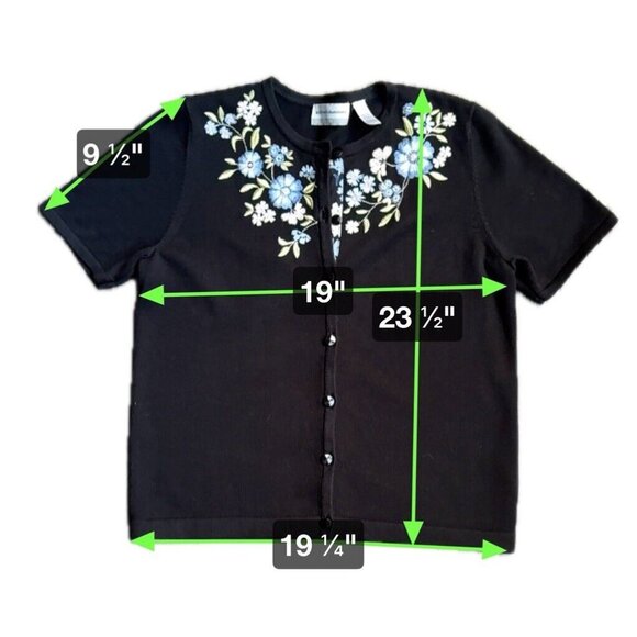 2/$18 SALE!  Alfred Dunner Cardigan Sweater‎ Womens Size M Embroidered Floral PM - Picture 8 of 8